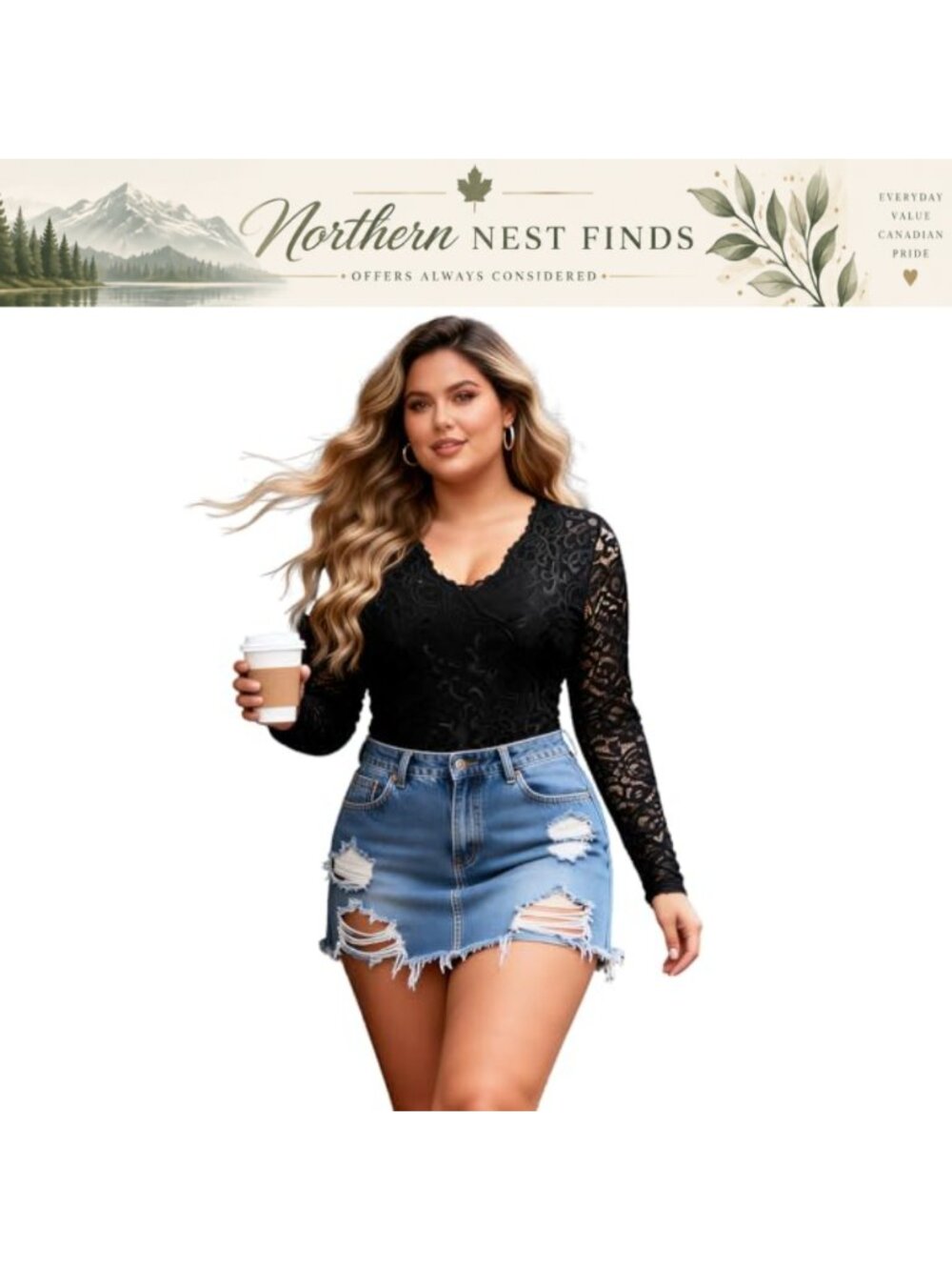 Plus Size Lace Bodysuit Long Sleeve Snap Crotch Shapewear Top